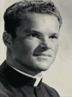 Michael Clegg as a young priest